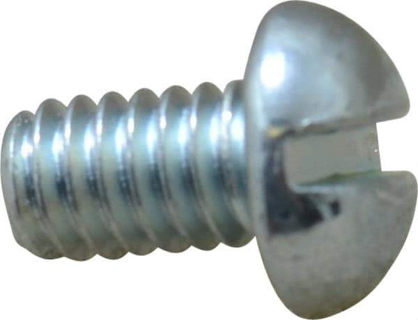 Value Collection - #12-24 UNC, 3/8" Length Under Head Slotted Drive Machine Screw - Round Head, Grade J82 Steel, Zinc-Plated Finish, Without Washer - Benchmark Tooling