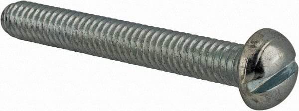 Value Collection - #12-24 UNC, 1-3/4" Length Under Head Slotted Drive Machine Screw - Round Head, Grade J82 Steel, Zinc-Plated Finish, Without Washer - Benchmark Tooling
