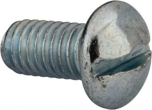Value Collection - 3/8-16 UNC, 3/4" Length Under Head Slotted Drive Machine Screw - Round Head, Grade 2 Alloy Steel, Zinc-Plated Finish, Without Washer - Benchmark Tooling