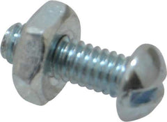 Value Collection - #8-32 UNC, 1/2" Length Under Head Slotted Drive Machine Screw - Round Head, Grade J82 Steel, Zinc-Plated Finish, Without Washer - Benchmark Tooling