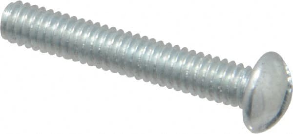 Value Collection - #8-32 UNC, 1" Length Under Head Slotted Drive Machine Screw - Round Head, Grade 2 Steel, Zinc-Plated Finish, Without Washer - Benchmark Tooling