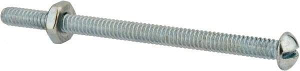 Value Collection - #10-24 UNC, 3" Length Under Head Slotted Drive Machine Screw - Round Head, Grade 2 Steel, Zinc-Plated Finish, Without Washer - Benchmark Tooling