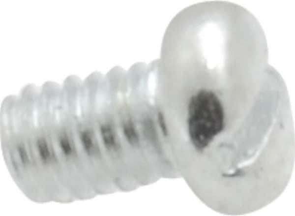 Value Collection - M2.6x0.40, 4mm Length Under Head Slotted Drive Machine Screw - Pan Head, Grade 4.8 Steel, Zinc-Plated Finish, Without Washer - Benchmark Tooling