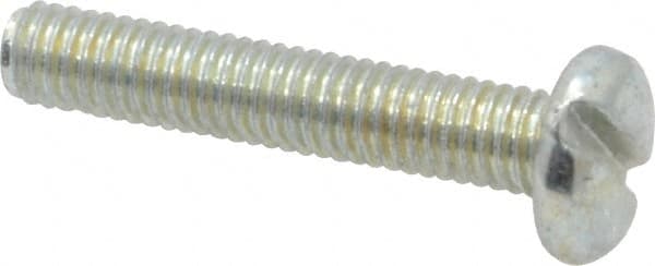 Value Collection - M3x0.50, 16mm Length Under Head Slotted Drive Machine Screw - Pan Head, Grade 4.8 Steel, Zinc-Plated Finish, Without Washer - Benchmark Tooling