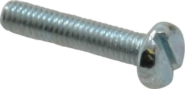 Value Collection - M4x0.70, 20mm Length Under Head Slotted Drive Machine Screw - Pan Head, Grade 4.8 Steel, Zinc-Plated Finish, Without Washer - Benchmark Tooling