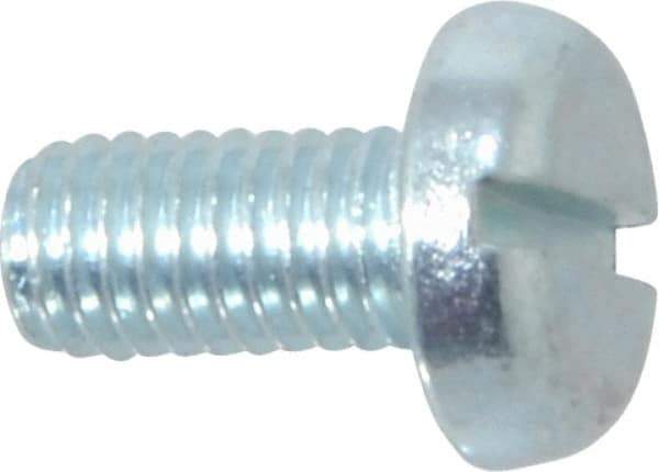 Value Collection - M5x0.80, 10mm Length Under Head Slotted Drive Machine Screw - Pan Head, Grade 4.8 Steel, Zinc-Plated Finish, Without Washer - Benchmark Tooling