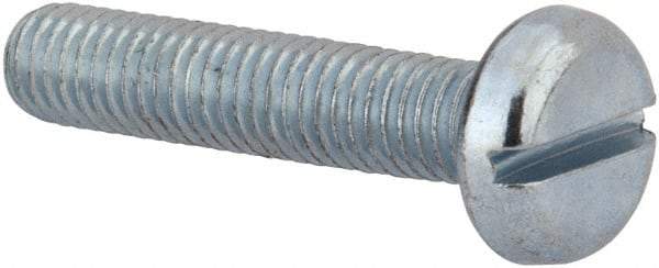 Value Collection - M5x0.80, 25mm Length Under Head Slotted Drive Machine Screw - Pan Head, Grade 4.8 Steel, Zinc-Plated Finish, Without Washer - Benchmark Tooling