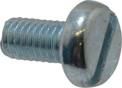 Value Collection - M6x1.00, 12mm Length Under Head Slotted Drive Machine Screw - Pan Head, Grade 4.8 Steel, Zinc-Plated Finish, Without Washer - Benchmark Tooling