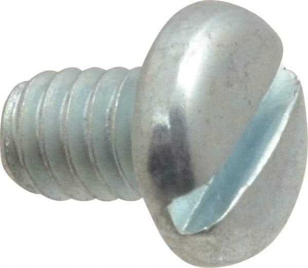 Value Collection - 1/4-20 UNC, 3/8" Length Under Head Slotted Drive Machine Screw - Pan Head, Grade J82 Steel, Zinc-Plated Finish, Without Washer - Benchmark Tooling