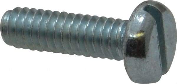 Value Collection - 1/4-20 UNC, 7/8" Length Under Head Slotted Drive Machine Screw - Pan Head, Grade J82 Steel, Zinc-Plated Finish, Without Washer - Benchmark Tooling