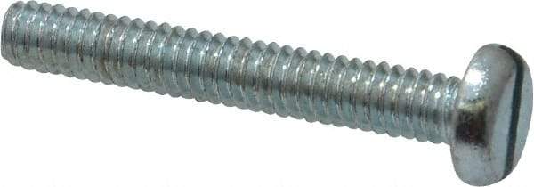 Value Collection - 1/4-20 UNC, 1-3/4" Length Under Head Slotted Drive Machine Screw - Pan Head, Grade J82 Steel, Zinc-Plated Finish, Without Washer - Benchmark Tooling