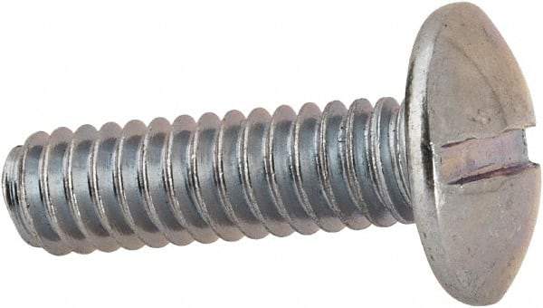 Value Collection - 1/4-20 UNC, 7/8" Length Under Head Slotted Drive Machine Screw - Truss Head, Grade J82 Steel, Zinc-Plated Finish, Without Washer - Benchmark Tooling