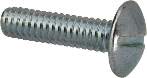 Value Collection - 1/4-20 UNC, 1" Length Under Head Slotted Drive Machine Screw - Truss Head, Grade J82 Steel, Zinc-Plated Finish, Without Washer - Benchmark Tooling