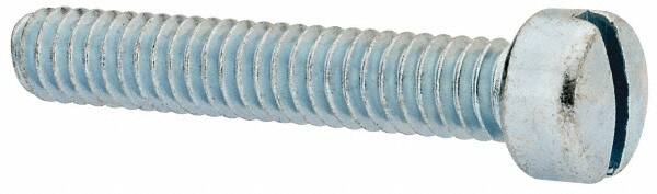 Value Collection - 1/4-20 UNC, 1-1/2" Length Under Head Slotted Drive Machine Screw - Fillister Head, Grade J82 Steel, Zinc-Plated Finish, Without Washer - Benchmark Tooling
