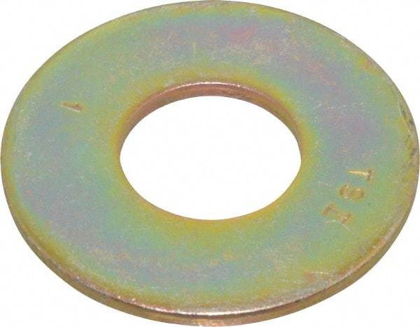 Value Collection - 1" Screw, Grade 8 Steel USS Flat Washer - 1-1/16" ID x 2-1/2" OD, 11/64" Thick, Zinc Yellow Dichromate Finish - Benchmark Tooling