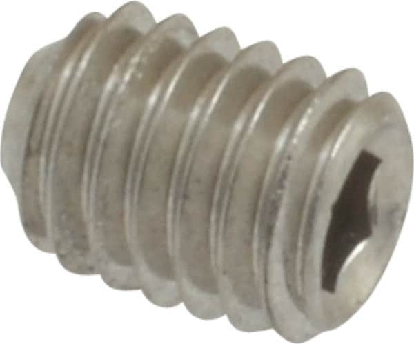 Value Collection - #10-32 UNF, 1/4" OAL, Cup Point Set Screw - Grade 316 Stainless Steel, 3/32" Key - Benchmark Tooling