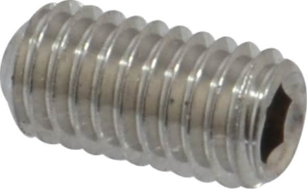 Value Collection - #10-32 UNF, 3/8" OAL, Cup Point Set Screw - Grade 316 Stainless Steel, 3/32" Key - Benchmark Tooling