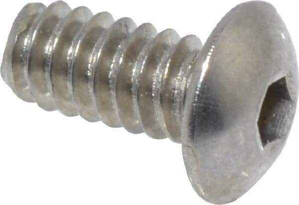 Value Collection - #4-40 UNC Hex Socket Drive, Button Screw - Grade 18-8 Stainless Steel, Uncoated, Fully Threaded, 1/4" Length Under Head - Benchmark Tooling