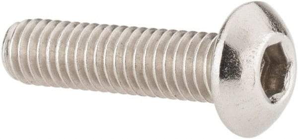 Value Collection - #10-32 UNF Hex Socket Drive, Button Screw - Grade 18-8 Stainless Steel, Uncoated, Fully Threaded, 3/4" Length Under Head - Benchmark Tooling