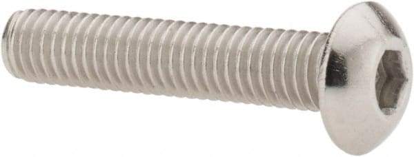 Value Collection - #10-32 UNF Hex Socket Drive, Button Screw - Grade 18-8 Stainless Steel, Uncoated, Fully Threaded, 1" Length Under Head - Benchmark Tooling