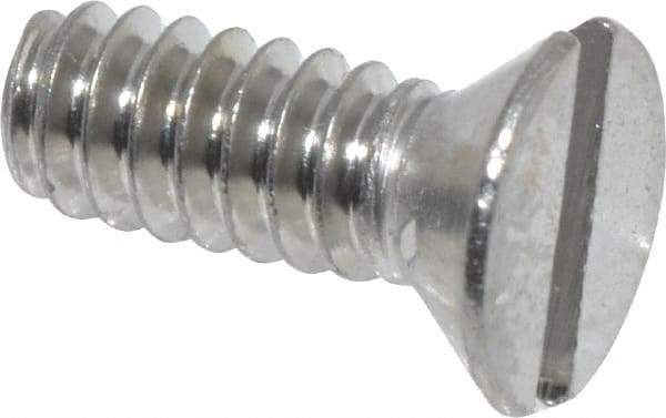 Value Collection - #6-32 UNC, 3/8" OAL Slotted Drive Machine Screw - Flat Head, Grade 18-8 Stainless Steel, Uncoated, Without Washer - Benchmark Tooling