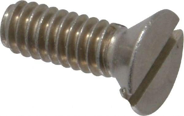 Value Collection - 1/4-20 UNC, 3/4" OAL Slotted Drive Machine Screw - Flat Head, Grade 18-8 Stainless Steel, Uncoated, Without Washer - Benchmark Tooling