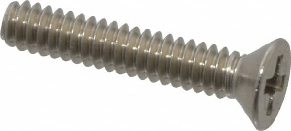 Value Collection - #4-40 UNC, 5/8" OAL Phillips Drive Machine Screw - Flat Head, Grade 18-8 Stainless Steel, Uncoated, Without Washer - Benchmark Tooling