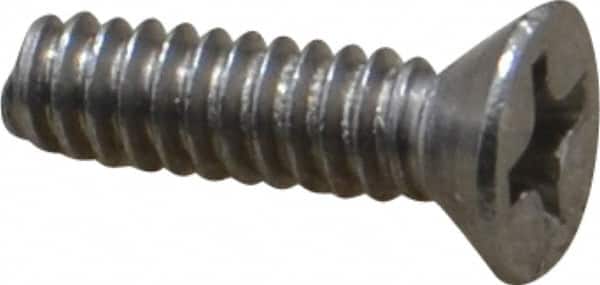 Value Collection - #6-32 UNC, 1/2" OAL Phillips Drive Machine Screw - Flat Head, Grade 18-8 Stainless Steel, Uncoated, Without Washer - Benchmark Tooling