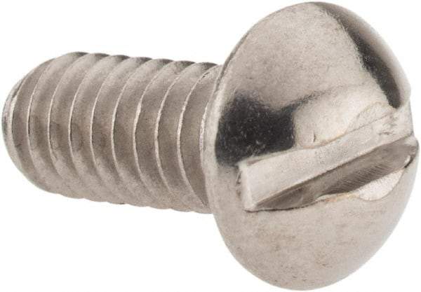 Value Collection - #12-24 UNC, 1/2" Length Under Head Slotted Drive Machine Screw - Round Head, Grade 18-8 Stainless Steel, Uncoated, Without Washer - Benchmark Tooling