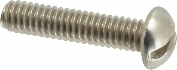 Value Collection - #12-24 UNC, 1" Length Under Head Slotted Drive Machine Screw - Round Head, Grade 18-8 Stainless Steel, Uncoated, Without Washer - Benchmark Tooling