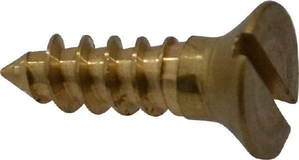 Value Collection - #12, 3/4" OAL, Slotted Drive, Flat Head Wood Screw - ASME B18.6.1, Brass - Benchmark Tooling
