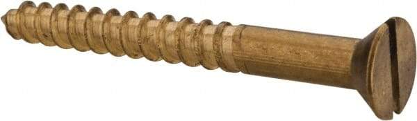 Value Collection - #12, 2" OAL, Slotted Drive, Flat Head Wood Screw - ASME B18.6.1, Brass - Benchmark Tooling