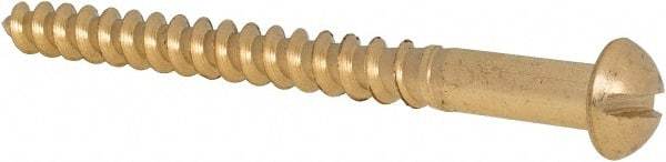 Value Collection - #12, 2-1/2" Length Under Head, Slotted Drive, Round Head Wood Screw - ASME B18.6.1, Brass - Benchmark Tooling