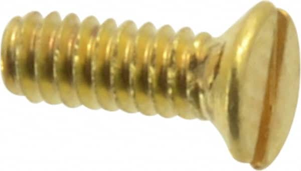 Value Collection - #2-56 UNC, 1/4" OAL Slotted Drive Machine Screw - Flat Head, Brass, Uncoated, Without Washer - Benchmark Tooling