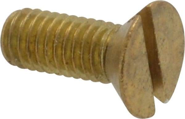 Value Collection - #10-32 UNF, 1/2" OAL Slotted Drive Machine Screw - Flat Head, Brass, Without Washer - Benchmark Tooling