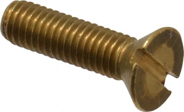 Value Collection - #10-32 UNF, 3/4" OAL Slotted Drive Machine Screw - Flat Head, Brass, Without Washer - Benchmark Tooling