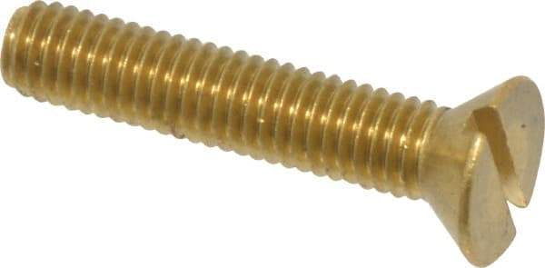 Value Collection - #10-32 UNF, 1" OAL Slotted Drive Machine Screw - Flat Head, Brass, Without Washer - Benchmark Tooling