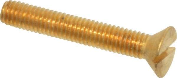 Value Collection - #10-32 UNF, 1-1/4" OAL Slotted Drive Machine Screw - Flat Head, Brass, Without Washer - Benchmark Tooling