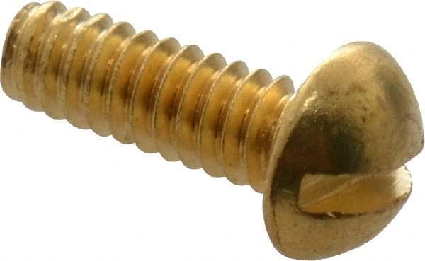 Value Collection - #2-56 UNC, 1/4" Length Under Head Slotted Drive Machine Screw - Round Head, Brass, Uncoated, Without Washer - Benchmark Tooling