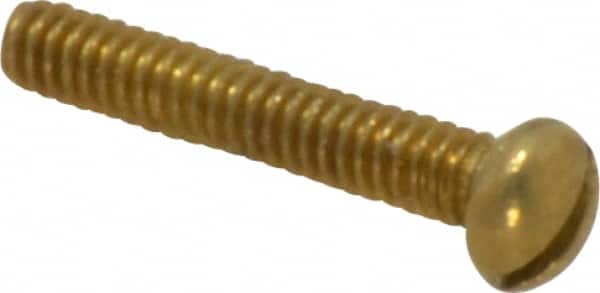 Value Collection - #2-56 UNC, 1/2" Length Under Head Slotted Drive Machine Screw - Round Head, Brass, Uncoated, Without Washer - Benchmark Tooling