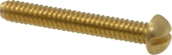 Value Collection - #6-32 UNC, 1" Length Under Head Slotted Drive Machine Screw - Round Head, Brass, Without Washer - Benchmark Tooling