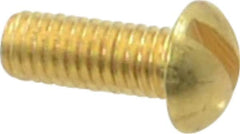 Value Collection - #10-32 UNF, 1/2" Length Under Head Slotted Drive Machine Screw - Round Head, Brass, Without Washer - Benchmark Tooling