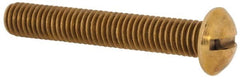 Value Collection - #10-32 UNF, 1-1/4" Length Under Head Slotted Drive Machine Screw - Round Head, Brass, Without Washer - Benchmark Tooling