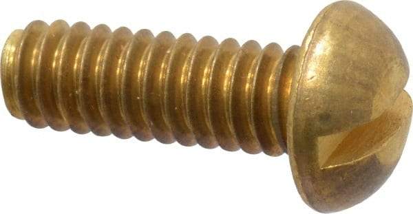 Value Collection - 1/4-20 UNC, 3/4" Length Under Head Slotted Drive Machine Screw - Round Head, Brass, Without Washer - Benchmark Tooling