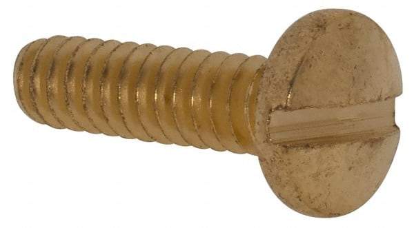 Value Collection - #6-32 UNC, 1/2" Length Under Head Slotted Drive Machine Screw - Binding Head, Brass, Uncoated, Without Washer - Benchmark Tooling