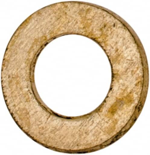 Value Collection - #2 Screw, Brass Standard Flat Washer - 0.099" ID x 3/16" OD, 0.02" Thick, Plain Finish - Benchmark Tooling
