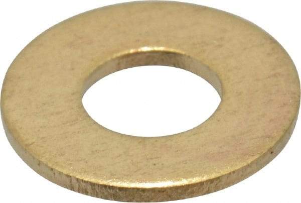 Value Collection - #8 Screw, Brass Standard Flat Washer - 0.172" ID x 3/8" OD, 0.032" Thick, Plain Finish - Benchmark Tooling