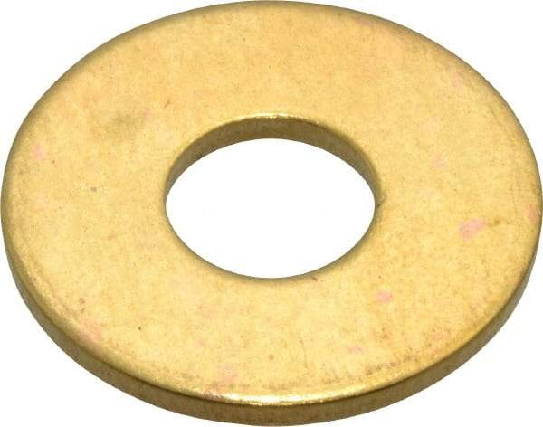 Value Collection - #20 Screw, Brass Standard Flat Washer - 0.339" ID x 7/8" OD, 0.057" Thick, Plain Finish - Benchmark Tooling