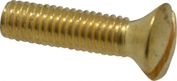 Value Collection - #10-32 UNF, 3/4" OAL Slotted Drive Machine Screw - Oval Head, Brass, Uncoated, Without Washer - Benchmark Tooling