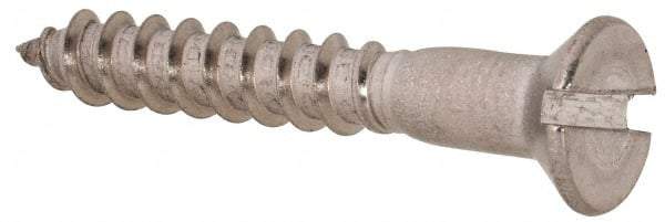 Value Collection - #12, 1-1/2" OAL, Slotted Drive, Flat Head Wood Screw - Stainless Steel, Grade 18-8 - Benchmark Tooling